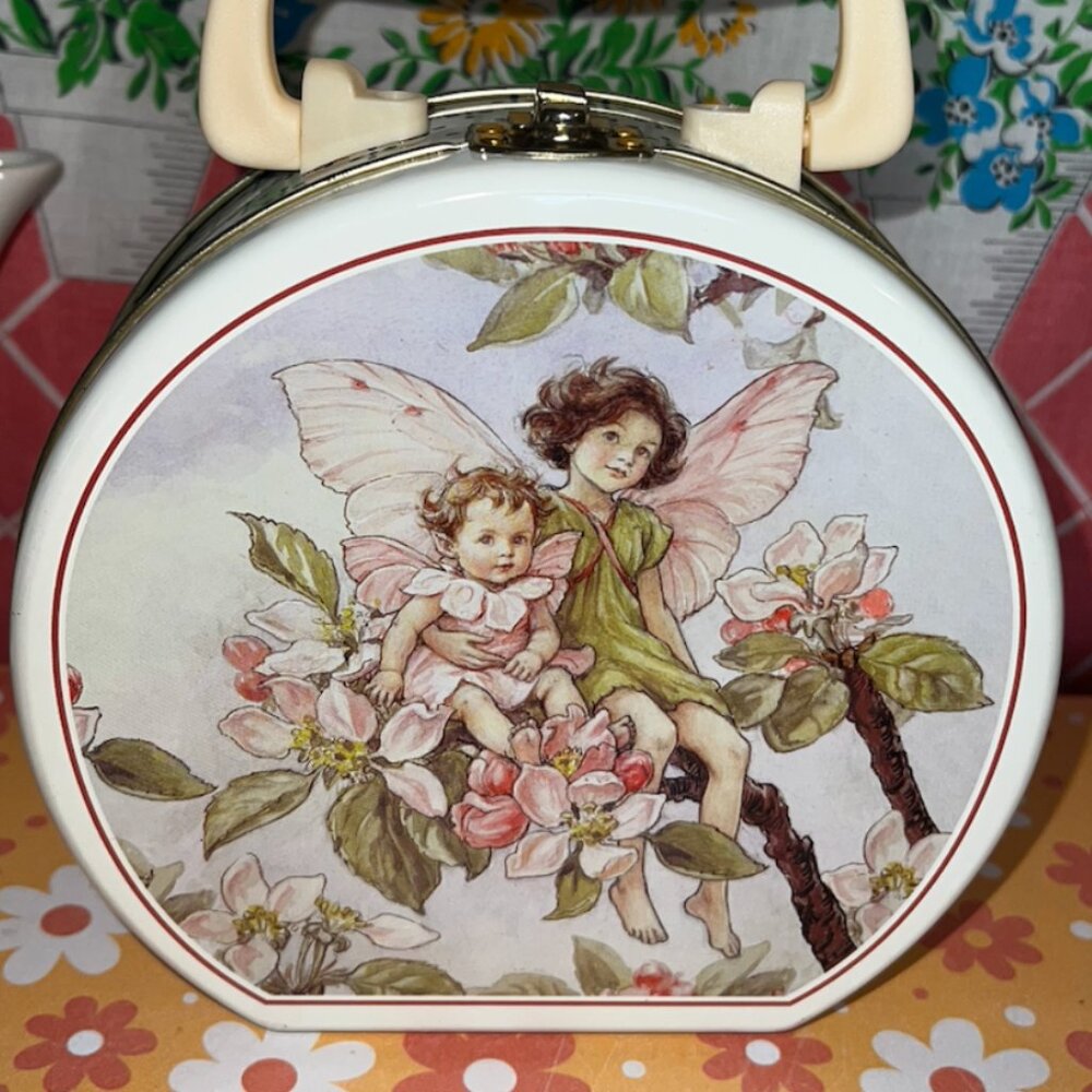 Small Vintage 2001 Elite Gift Boxes Flower Fairies Lithographed Metal TIN